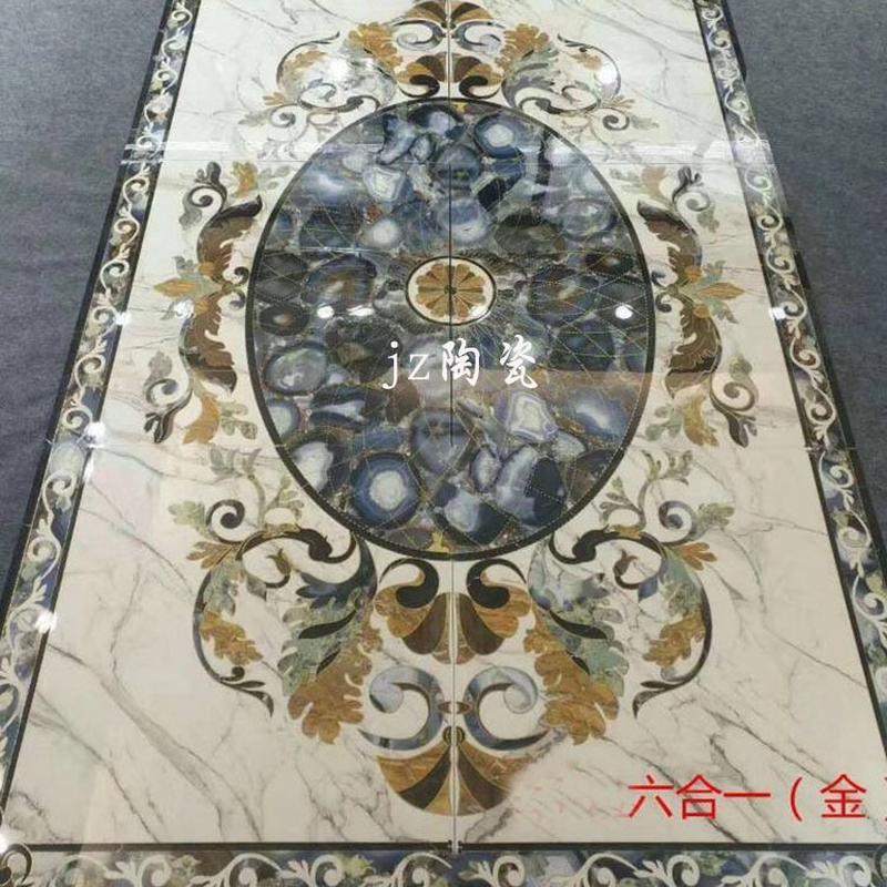微晶石k金拼花地板砖800x800拼图仿水刀地毯入户玄关餐厅瓷砖客厅