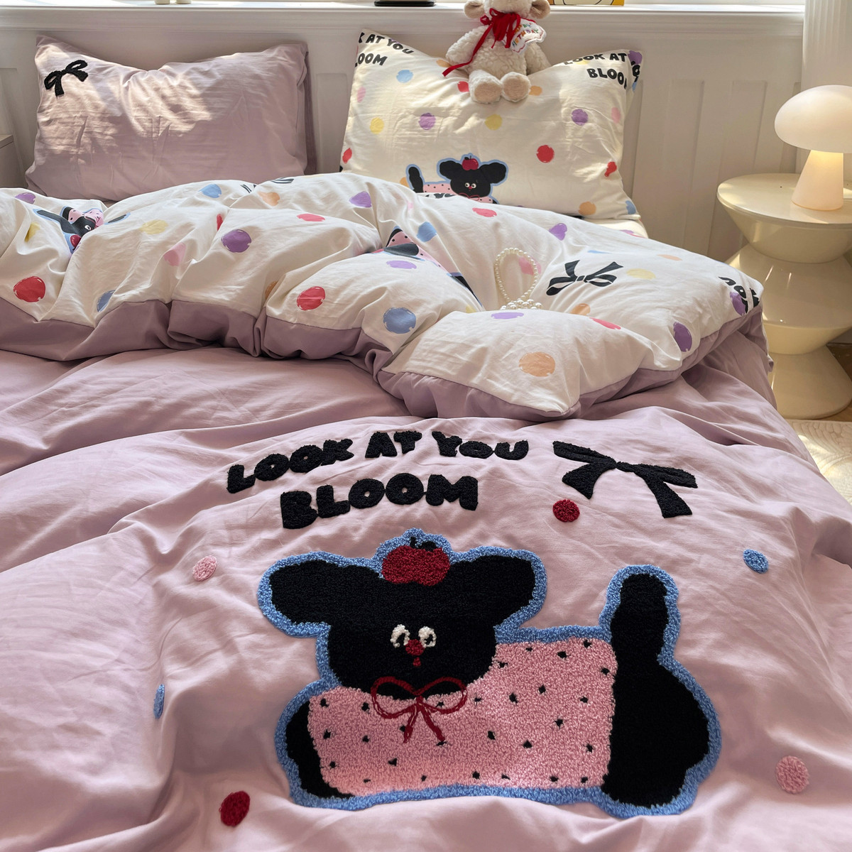 ins母婴a类水洗棉四件套床上用品被套床单儿童可爱卡通宿舍三件套