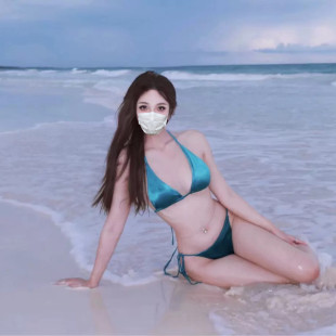 速发高品质游泳衣女高级感缎面分体比基尼三角绑带性感辣妹沙滩度