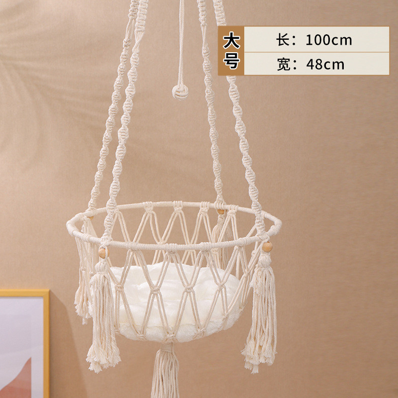 猫吊床手工棉绳编织悬挂式猫吊篮舒适透气猫窝挂毯猫现货秋千批发