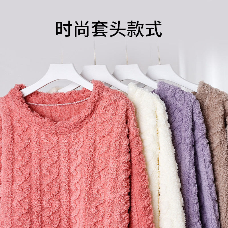 珊瑚绒睡袍睡裙女长袖保暖秋冬季过膝加厚加长大码家居服宽松睡衣