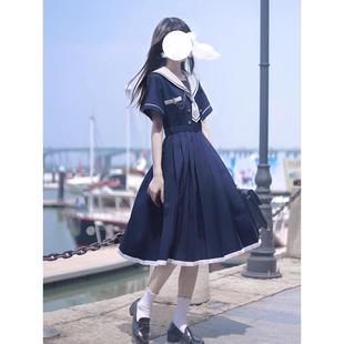 日系学生学院风收腰连衣裙子掐腰 速发jk制服原创海军领水手服夏季