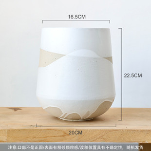 北欧白色大号水滴高花盆陶瓷无孔水培陶土陶盆粗陶绿植盆栽套盆
