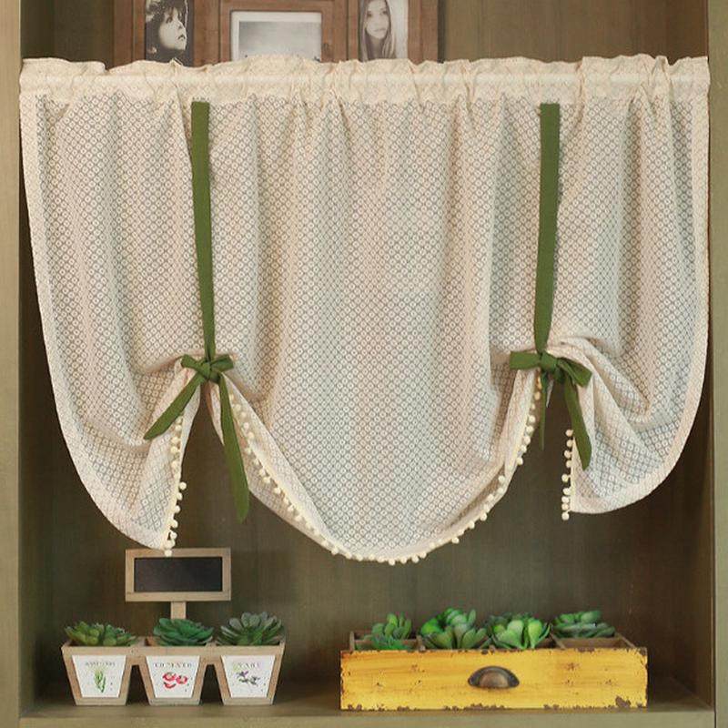 蕾丝花提拉帘系带帘穿杆柜门帘窗帘免打孔短帘纯色,居家布艺,成品窗帘,淘宝优惠券,粉丝福利购,淘宝优惠卷