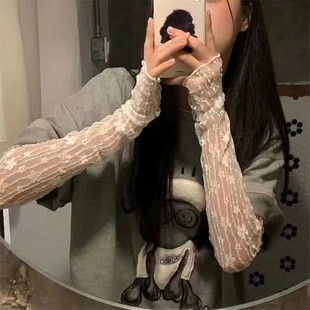 日系蕾丝防晒手套女春夏季 套ins潮 防紫外线甜美芭蕾风护袖 手臂袖