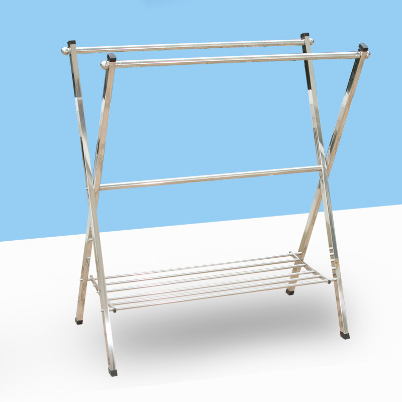 厂家批发双杆式伸缩不锈钢晾衣架落地晾衣架室内阳台折叠晒衣架