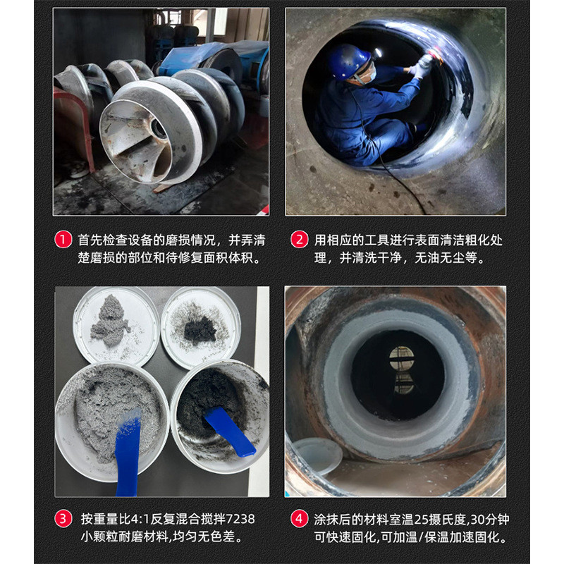ys7238快固大颗粒耐磨修补剂脱硫泵涂层叶轮叶片矿山专用耐磨壳胶