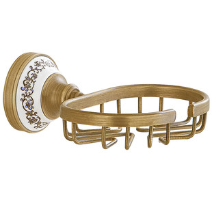 欧式仿古置物架全铜皂网浴室洗手间肥皂盒青花瓷香皂盒复古挂件