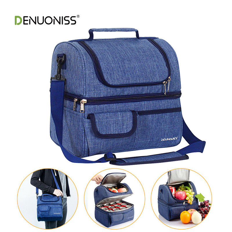 户外双层防水午餐饭盒袋野餐包便当包黑色冰袋保温包保鲜冷藏冰包,收纳整理,保温包,淘宝优惠券,粉丝福利购,淘宝优惠卷