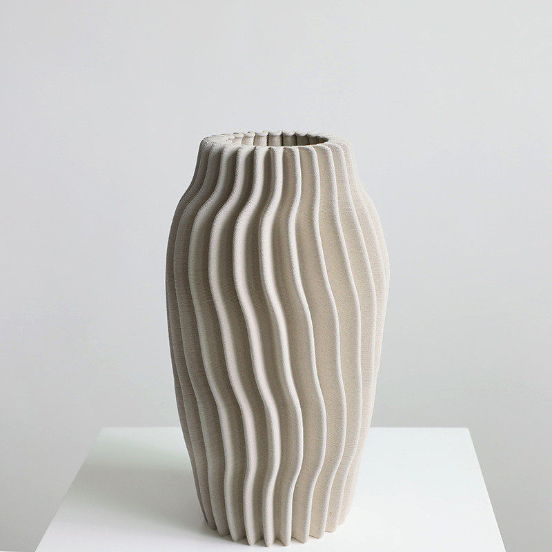 3d打印灰色家居陶瓷工艺品创意插花器花瓶摆件简约现代软装饰品