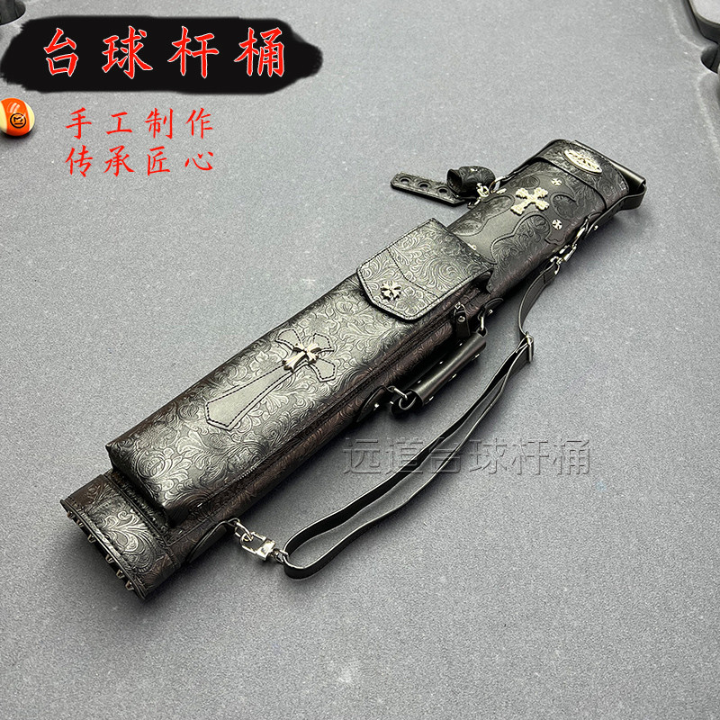 手工皮质台球杆桶高颜值九球杆筒大头杆包两孔/四孔/7孔大容量奢