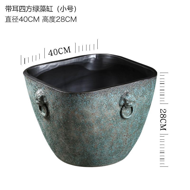 仿古陶瓷大缸荷花缸酒店鱼缸庭院民宿大号养仿石水缸大厅睡莲大型