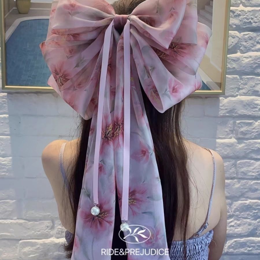 蝴蝶结飘带发夹高级感复古后脑勺弹簧夹古风马面裙头饰