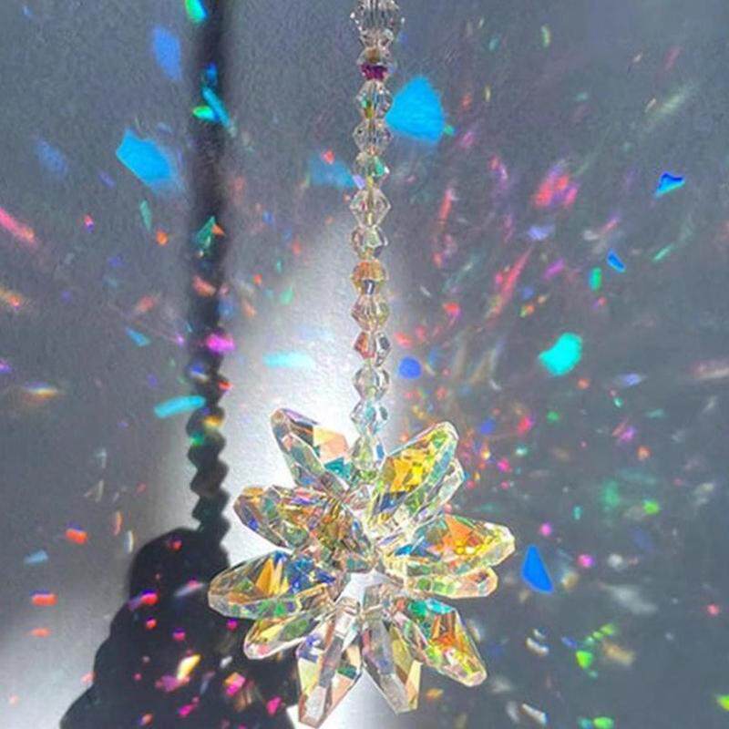 丁达尔效应摆件流光雪花水晶玫瑰花太阳捕手挂件桌面摆件情侣款