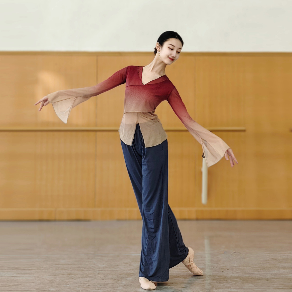 速发古典舞渐变身韵纱衣练功服女中国舞民族舞现代舞蹈服装上衣基