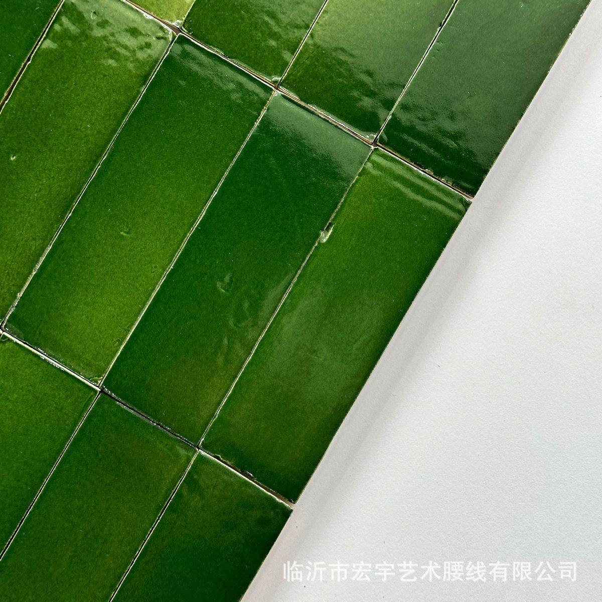 zellige纯手工土砖胚摩洛哥手工砖黄绿复古陶泥卫生间墙砖背景墙