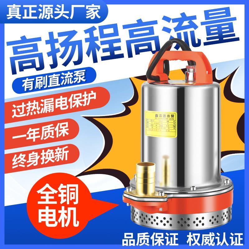 直流潜水泵12V-72V电瓶式家用小型抽水机农用灌溉充电电动车水泵