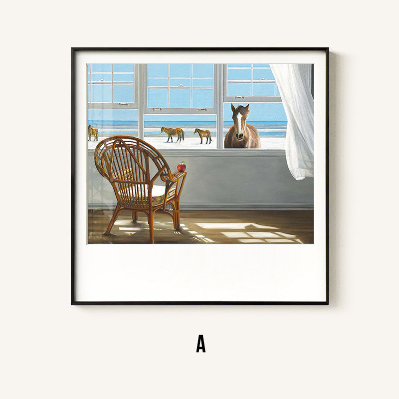 圣仕窗台风景现代客厅书房背景墙装饰画工作室样板间玄关挂画墙画