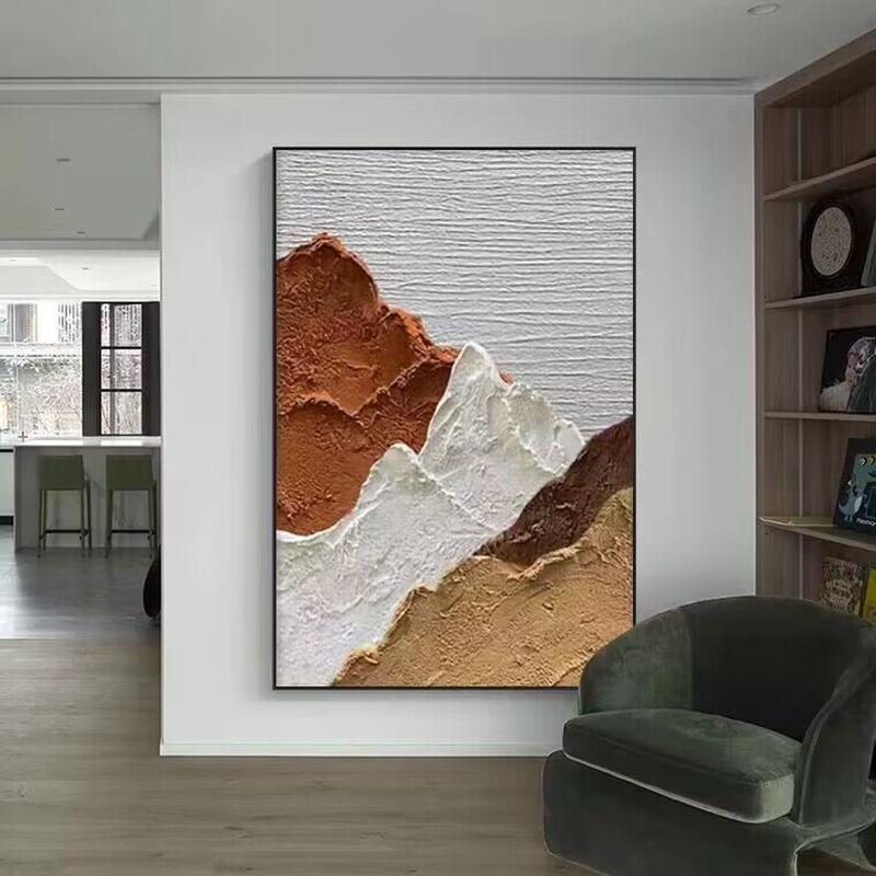 纯丙烯背有靠山肌理玄关客厅装饰画手绘油画砂岩立体沙发背景墙画图片