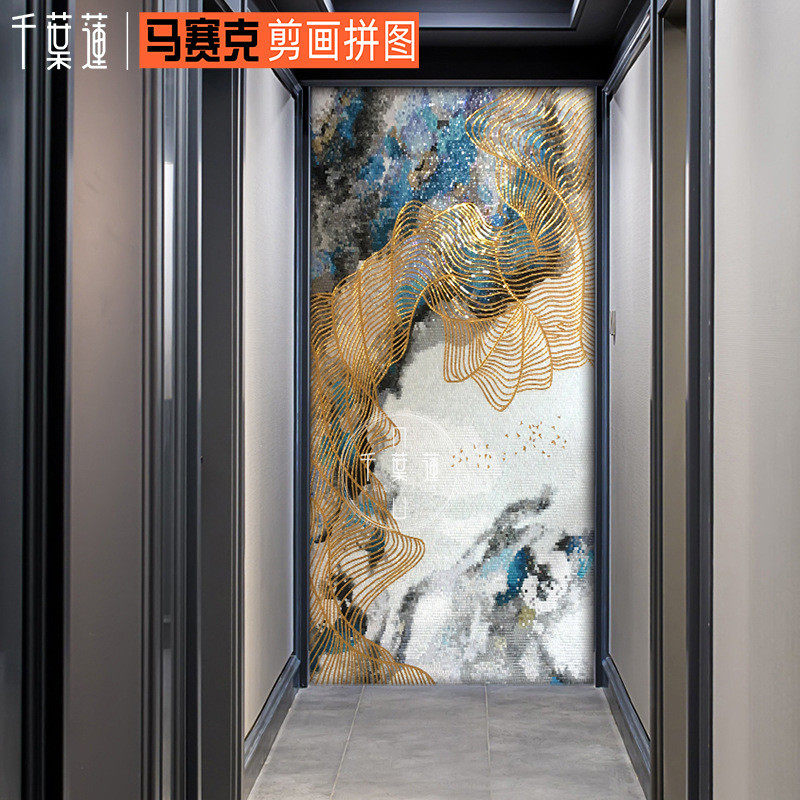 厂家直销定制玻璃马赛克剪画拼图艺术壁画玄关入户餐厅背景墙图案