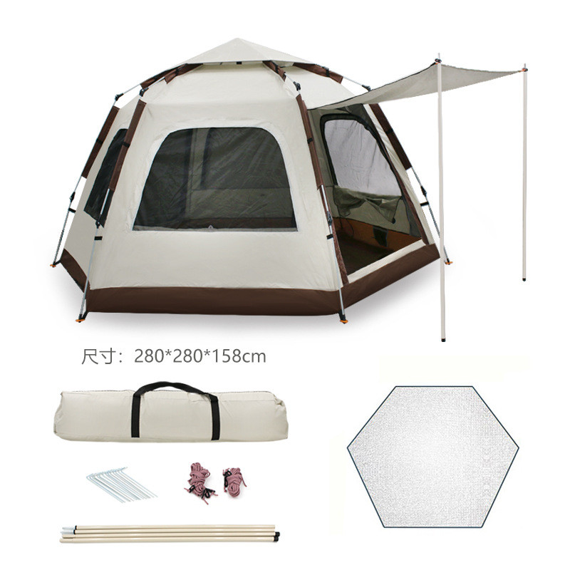 网红六角帐篷折叠便携式露营帐篷免搭家庭野营户外全自动速开加厚