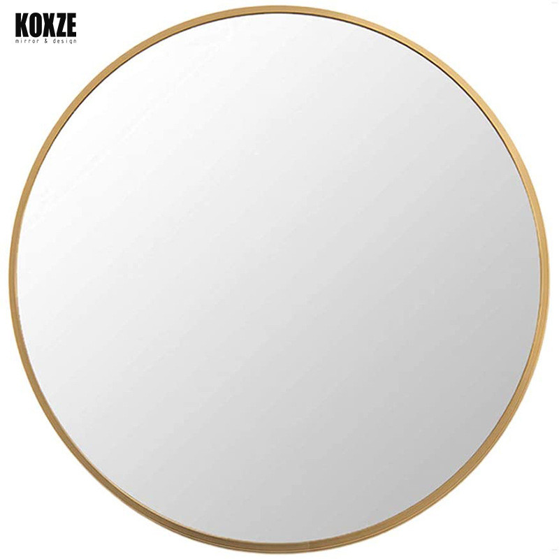 镜子浴室洗手台梳妆墙面不锈钢圆酒店 欧式卫生间复古金属挂壁镜