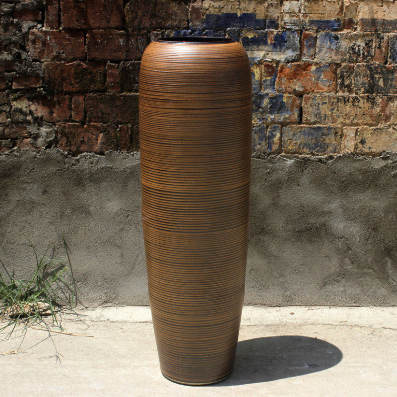 景德镇陶瓷水培插花摆件中式落地大花瓶复古陶罐客厅家居装饰摆件