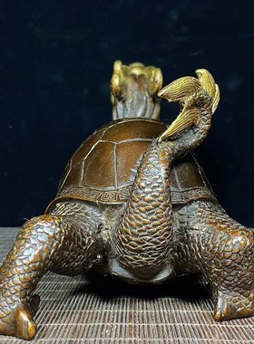 古董古玩批发仿古铜 鎏金龙龟复古摆件 摆件旧货乡下收藏老物件