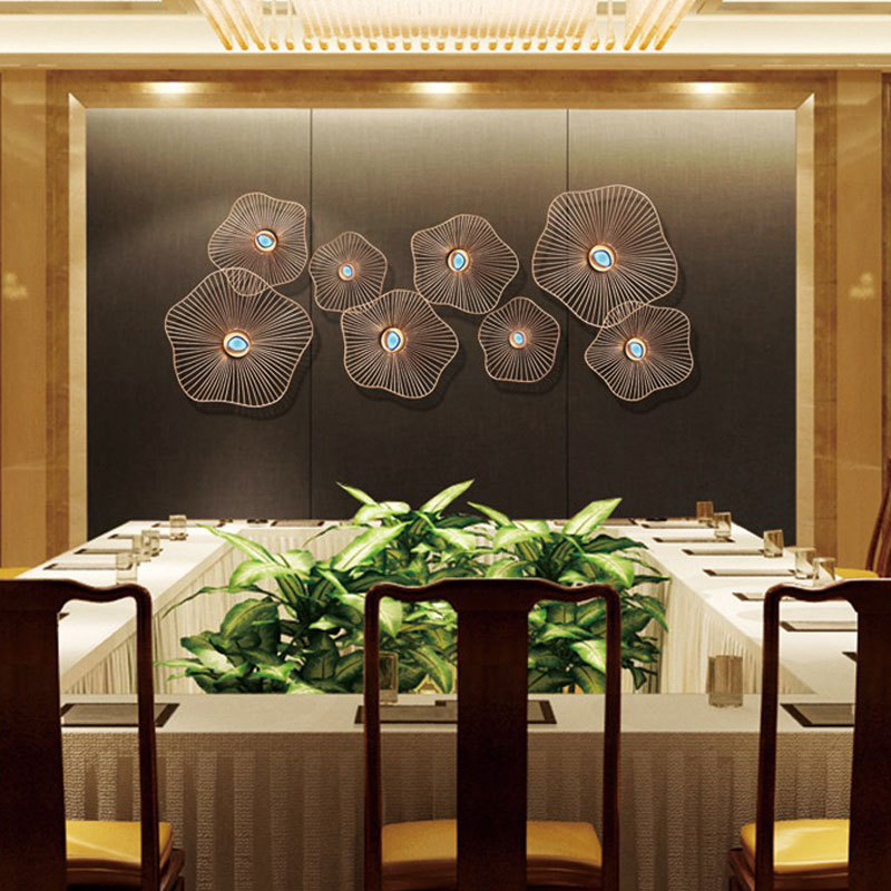 现代墙面装饰挂件 金属壁饰客厅背景墙墙饰创意荷叶壁挂墙上挂饰
