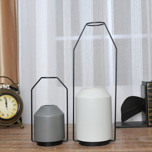 饰品 家居装 客厅咖啡厅酒柜陶瓷工艺品 北欧风格 几何铁艺