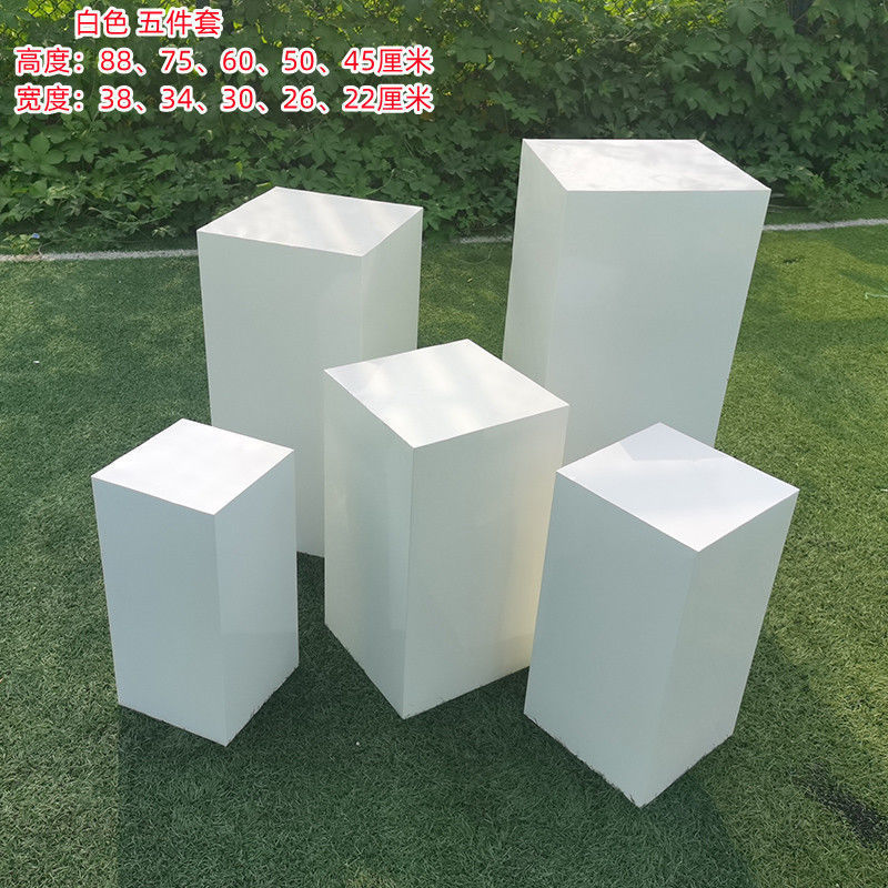 新款婚庆道具铁艺方柱圆柱体甜品台路引婚礼舞台装饰摆件橱窗布置