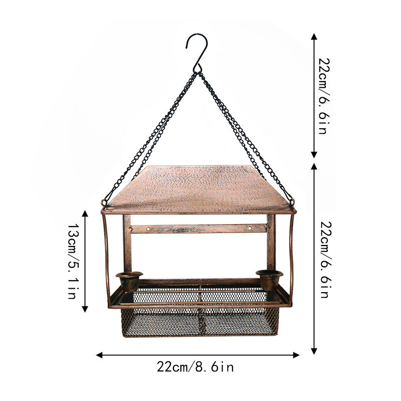 新款窗户两用壁挂喂鸟器浅绿色蜂鸟自动投食镂空铁艺悬挂户外