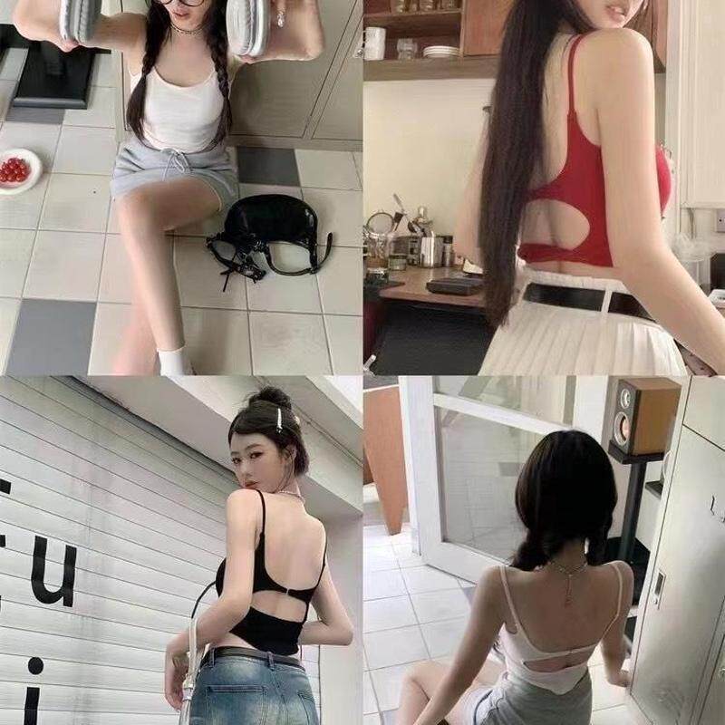 2023夏季新款辣妹镂空美背带胸垫吊带背心女内搭外穿性感露背韩系