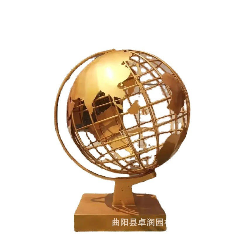 不锈钢地球仪镜面雕塑户外广场大型铁艺镂空圆球园林景观装饰摆件