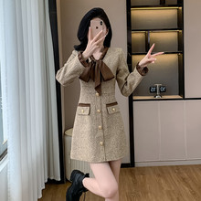 新品小香风法式名媛连衣裙女秋冬款高级感小个子洋气时尚显瘦内搭