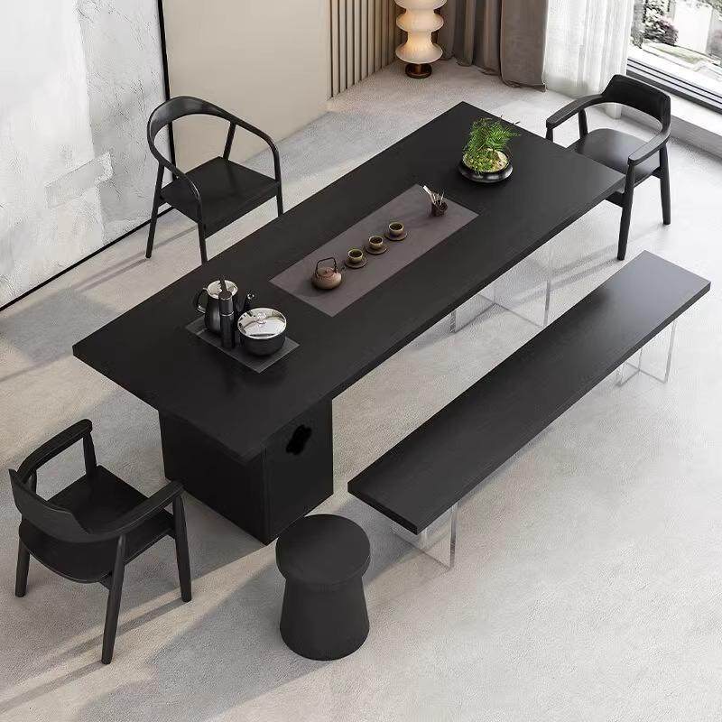 侘寂风实木茶台客厅碳化黑色大板会客泡茶桌书桌民宿茶室接客桌椅,住宅家具,家用茶台/茶桌,淘宝优惠券,粉丝福利购,淘宝优惠卷