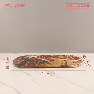 欧式然侘寂风天轻奢洞石大理石托盘装饰摆件客厅卧室玄关家居饰品