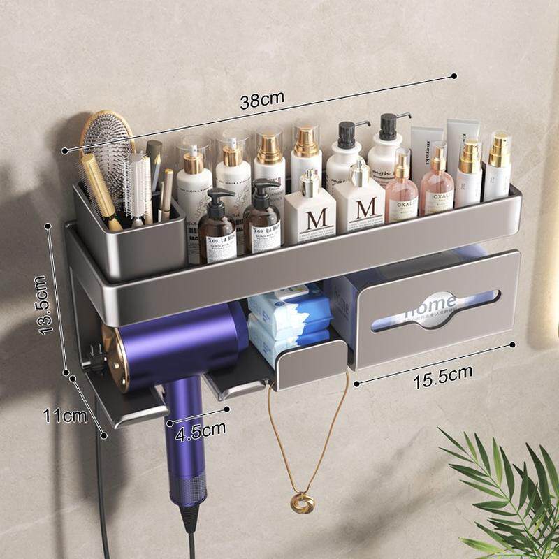 吸盘吹风机置物架免打孔浴室收纳架电吹风挂架风筒支架壁挂式