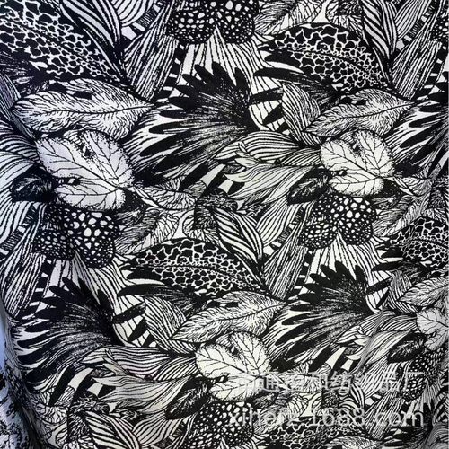 黑白素描丛林面料靠垫画中古风可做沙发抱枕设计感简约水墨面料