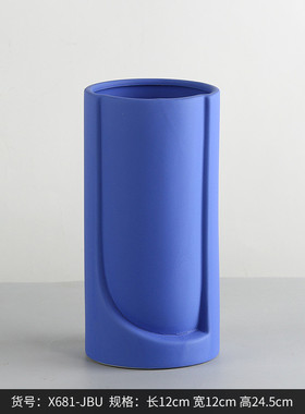 玄关西家居 圆柱形直筒陶瓷花瓶摆件 家居ins软装博客厅装饰品