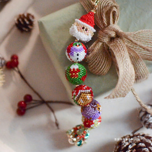 圣诞球串挂件麋鹿房子圣诞老人雪人铃铛礼物DIY手工串珠材料包