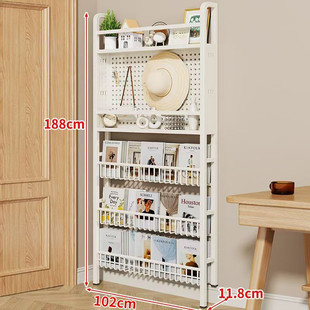 洞洞板置物架落地房间极窄夹缝壁挂后书家用多层卧室门铁艺置物架