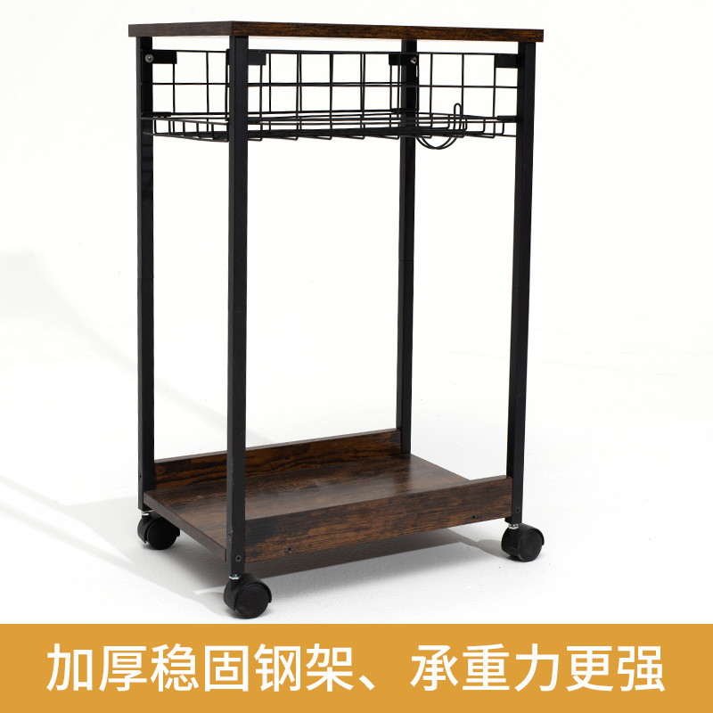 双层电脑主机托架文件夹资料置物篮落地式机柜置物移动简约可架子