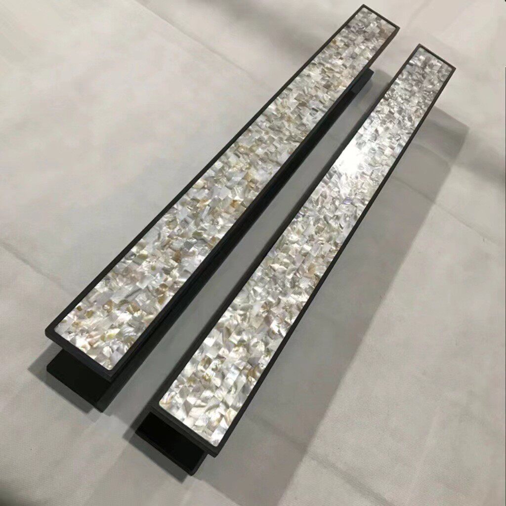 贝壳工艺拉手镶嵌贝壳石材仿玉石高档豪华把手别墅酒店玻璃门把手