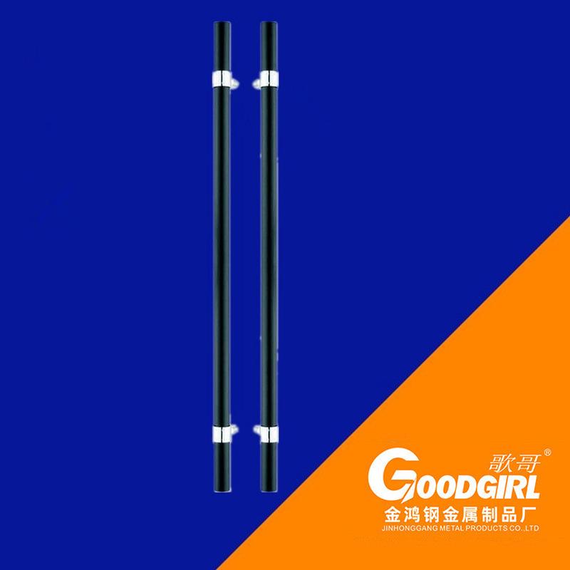玻璃门把手明装加厚玻璃门哑黑色圆管大拉手简约办公室不锈钢把手