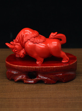 小号朱砂桌面小摆件生肖牛属相牛气冲天电脑桌装饰办公室牛本命年
