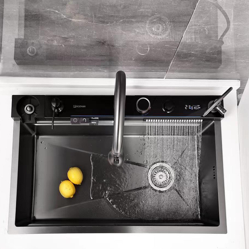 304大不锈钢单槽瀑布厨房不锈钢嵌入式洗菜盆厨房洗碗池家用台中