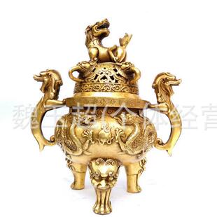 纯铜香炉铜家居装饰熏香炉天狗炉黄铜狮子香炉二龙戏珠铜摆件