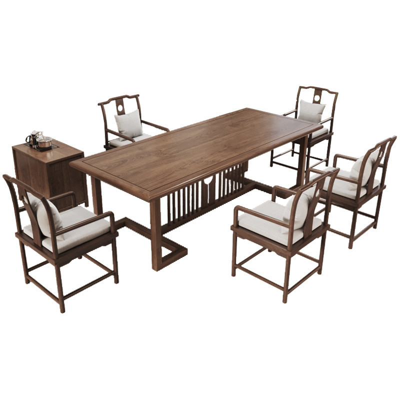 新中式茶桌椅组合茶台办公室喝茶泡茶桌禅意桌现代功夫老榆木实木