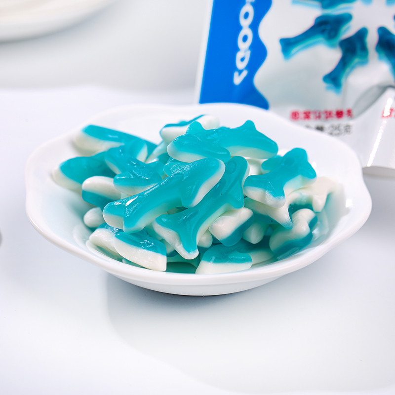 乐潮大鲨鱼毛毛虫软糖水果拼装儿童趣创意玩具橡皮糖零食休闲小吃
